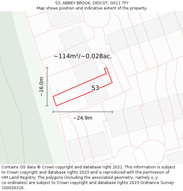 53, ABBEY BROOK, DIDCOT, OX11 7FY: Plot and title map