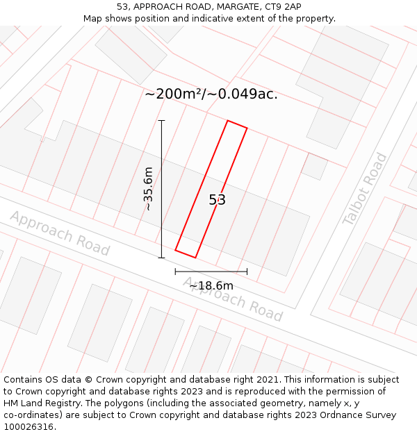 53, APPROACH ROAD, MARGATE, CT9 2AP: Plot and title map