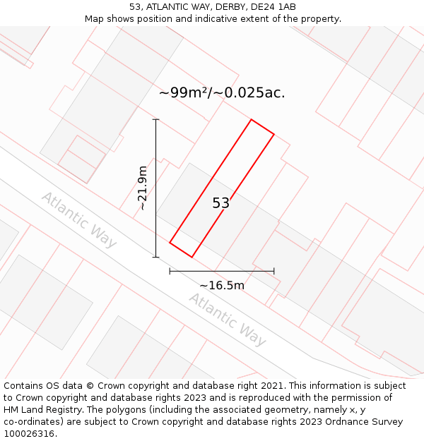 53, ATLANTIC WAY, DERBY, DE24 1AB: Plot and title map