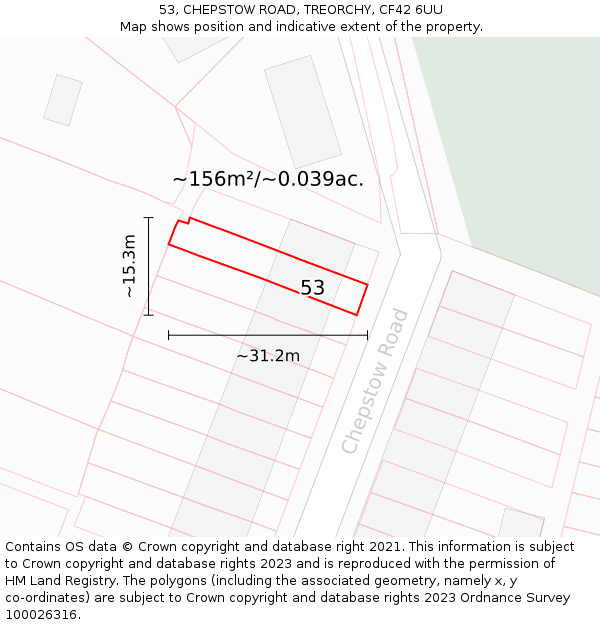 53, CHEPSTOW ROAD, TREORCHY, CF42 6UU: Plot and title map
