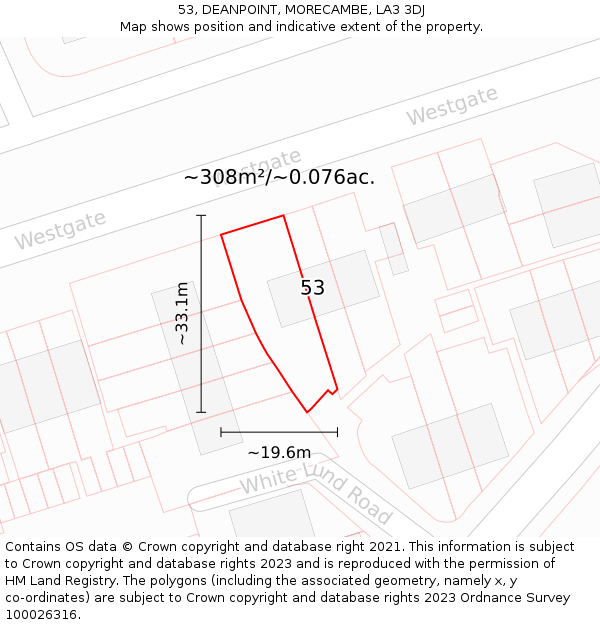 53, DEANPOINT, MORECAMBE, LA3 3DJ: Plot and title map
