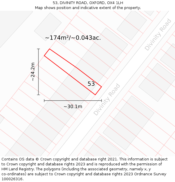 53, DIVINITY ROAD, OXFORD, OX4 1LH: Plot and title map