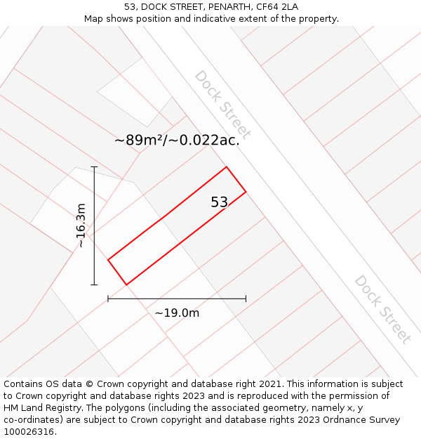 53, DOCK STREET, PENARTH, CF64 2LA: Plot and title map
