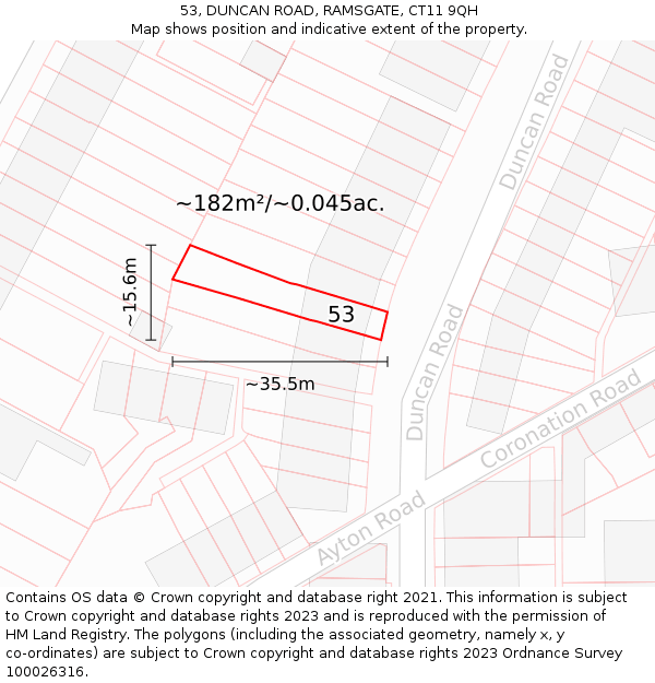 53, DUNCAN ROAD, RAMSGATE, CT11 9QH: Plot and title map