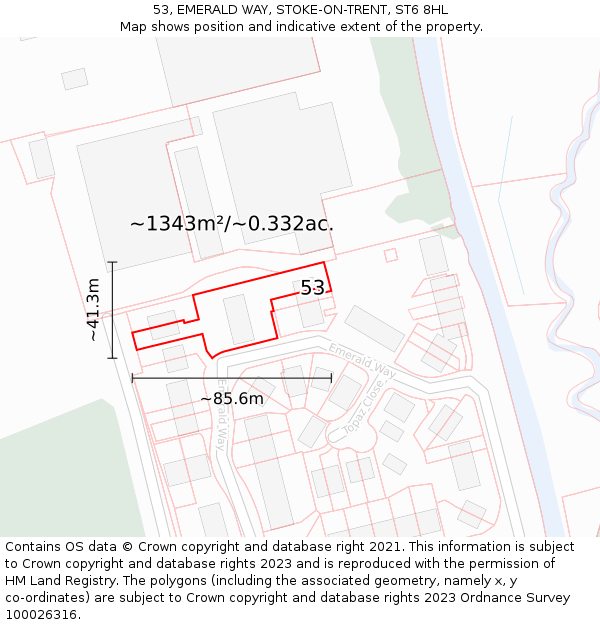 53, EMERALD WAY, STOKE-ON-TRENT, ST6 8HL: Plot and title map