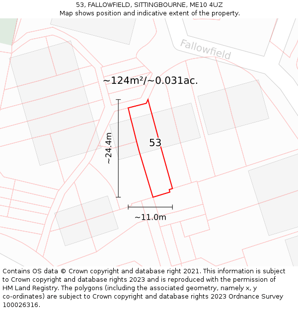 53, FALLOWFIELD, SITTINGBOURNE, ME10 4UZ: Plot and title map