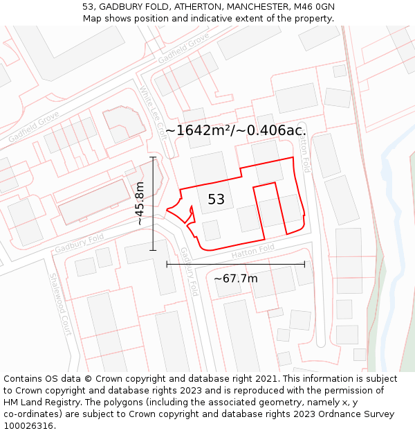 53, GADBURY FOLD, ATHERTON, MANCHESTER, M46 0GN: Plot and title map