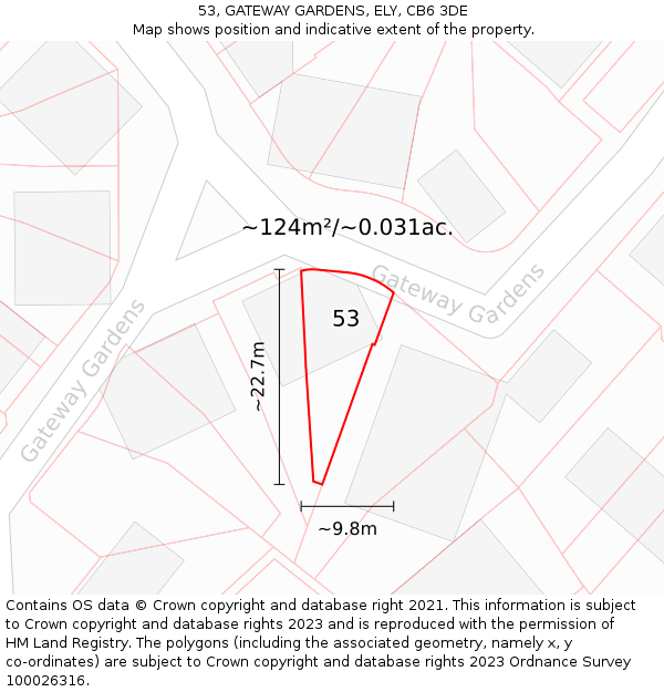 53, GATEWAY GARDENS, ELY, CB6 3DE: Plot and title map