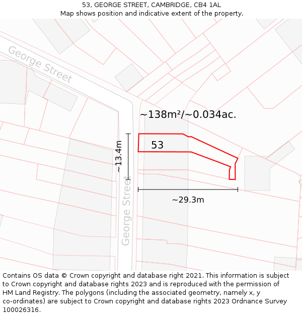53, GEORGE STREET, CAMBRIDGE, CB4 1AL: Plot and title map