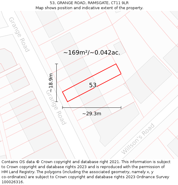 53, GRANGE ROAD, RAMSGATE, CT11 9LR: Plot and title map