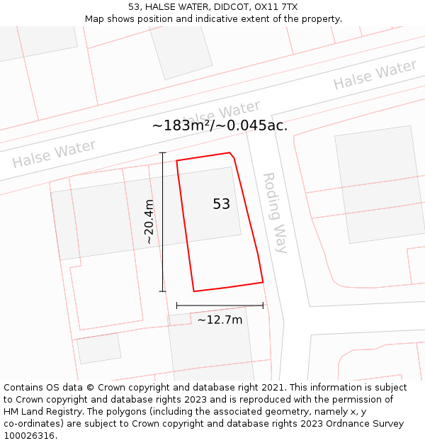 53, HALSE WATER, DIDCOT, OX11 7TX: Plot and title map