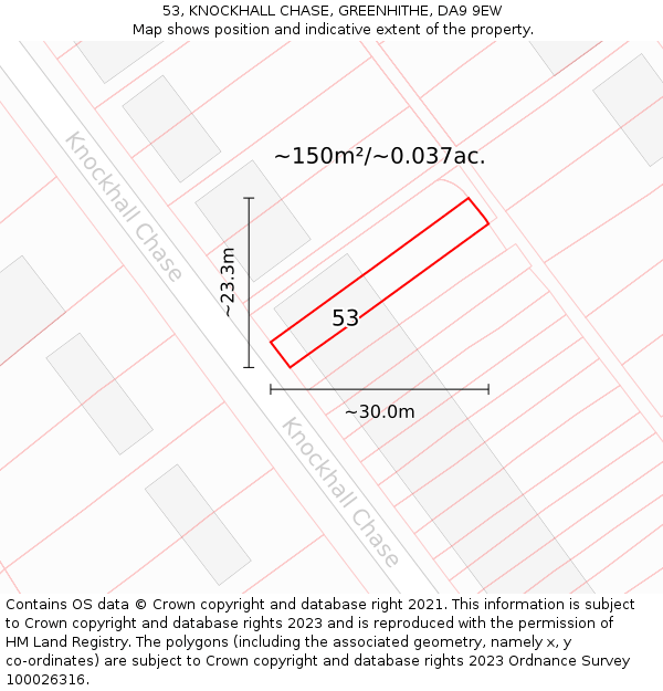 53, KNOCKHALL CHASE, GREENHITHE, DA9 9EW: Plot and title map