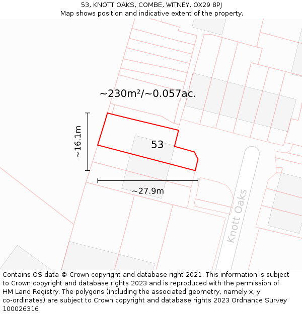 53, KNOTT OAKS, COMBE, WITNEY, OX29 8PJ: Plot and title map