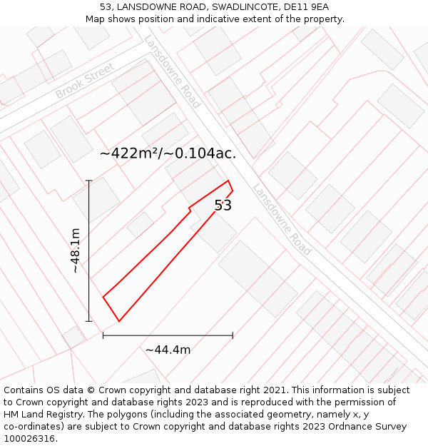 53, LANSDOWNE ROAD, SWADLINCOTE, DE11 9EA: Plot and title map
