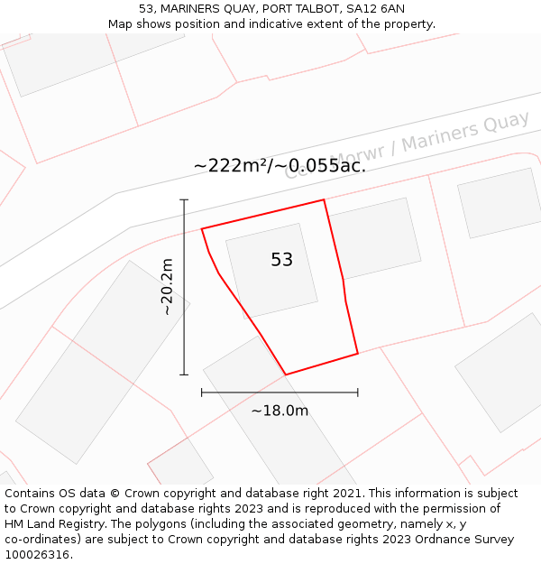 53, MARINERS QUAY, PORT TALBOT, SA12 6AN: Plot and title map