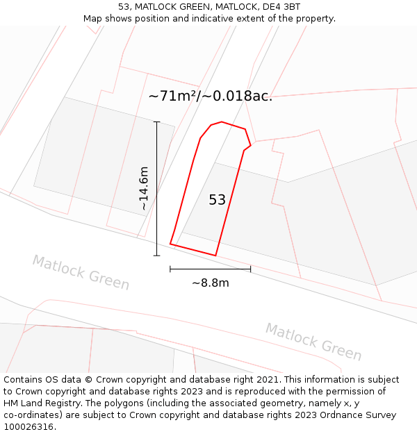 53, MATLOCK GREEN, MATLOCK, DE4 3BT: Plot and title map