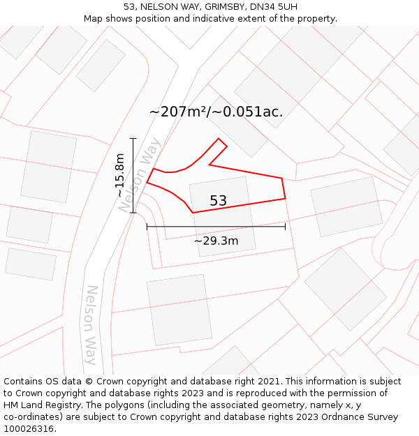 53, NELSON WAY, GRIMSBY, DN34 5UH: Plot and title map