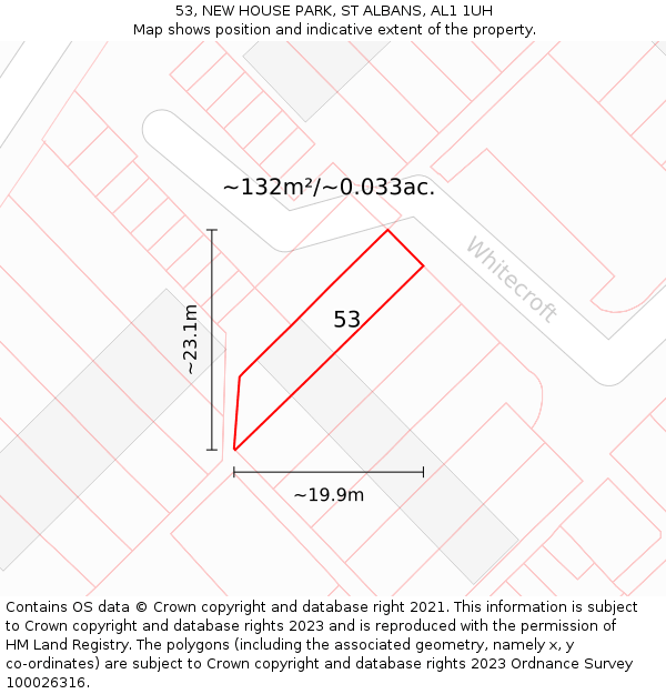 53, NEW HOUSE PARK, ST ALBANS, AL1 1UH: Plot and title map