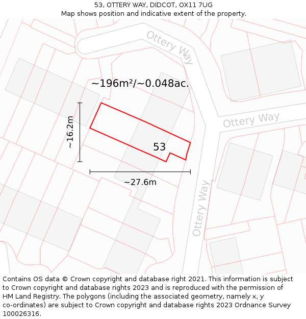 53, OTTERY WAY, DIDCOT, OX11 7UG: Plot and title map