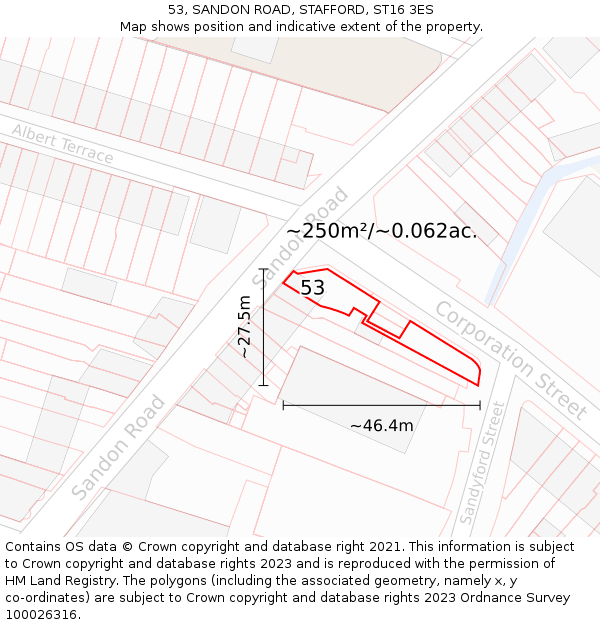 53, SANDON ROAD, STAFFORD, ST16 3ES: Plot and title map