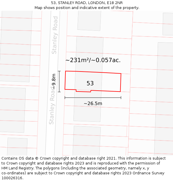 53, STANLEY ROAD, LONDON, E18 2NR: Plot and title map
