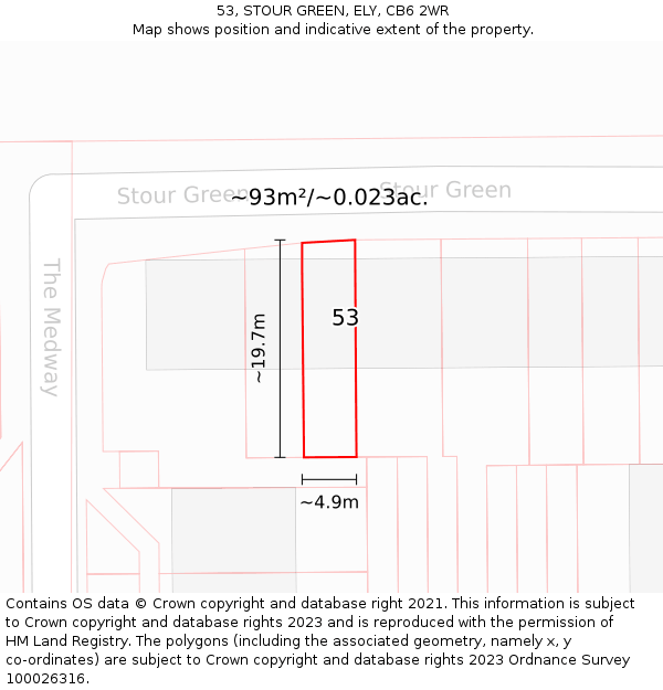 53, STOUR GREEN, ELY, CB6 2WR: Plot and title map