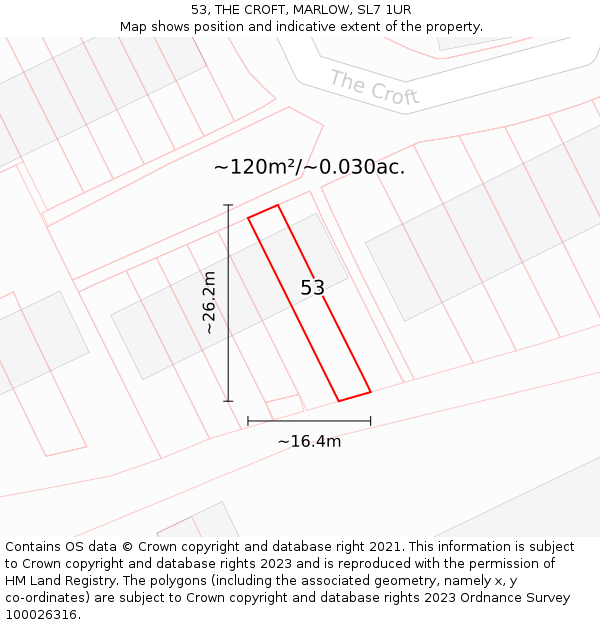 53, THE CROFT, MARLOW, SL7 1UR: Plot and title map