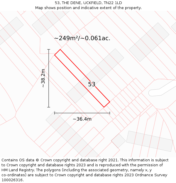 53, THE DENE, UCKFIELD, TN22 1LD: Plot and title map