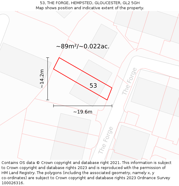 53, THE FORGE, HEMPSTED, GLOUCESTER, GL2 5GH: Plot and title map