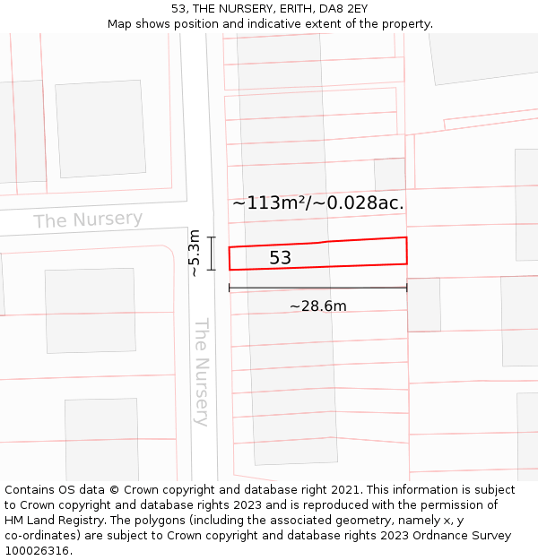 53, THE NURSERY, ERITH, DA8 2EY: Plot and title map
