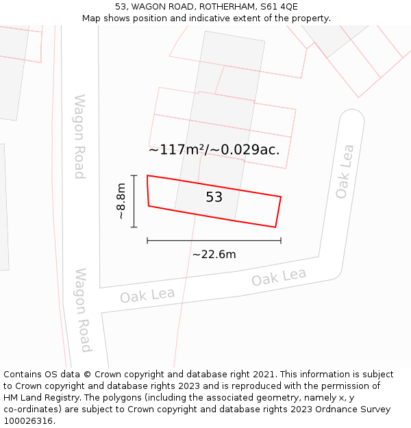 53, WAGON ROAD, ROTHERHAM, S61 4QE: Plot and title map