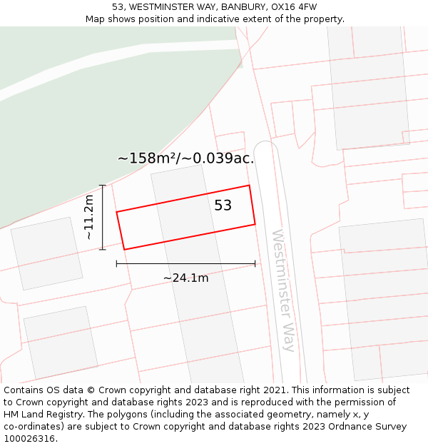 53, WESTMINSTER WAY, BANBURY, OX16 4FW: Plot and title map