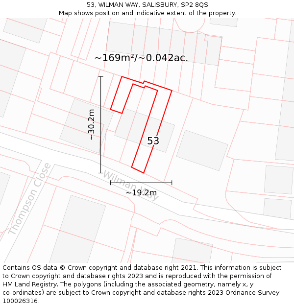 53, WILMAN WAY, SALISBURY, SP2 8QS: Plot and title map