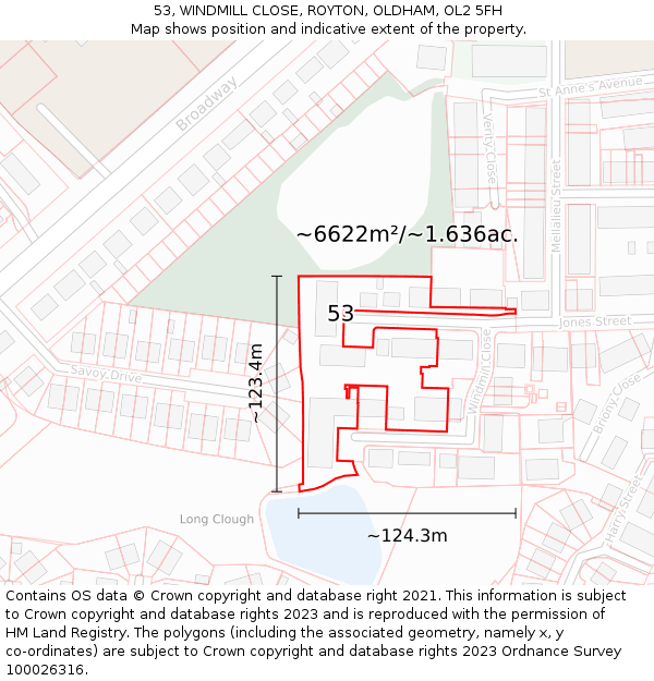 53, WINDMILL CLOSE, ROYTON, OLDHAM, OL2 5FH: Plot and title map
