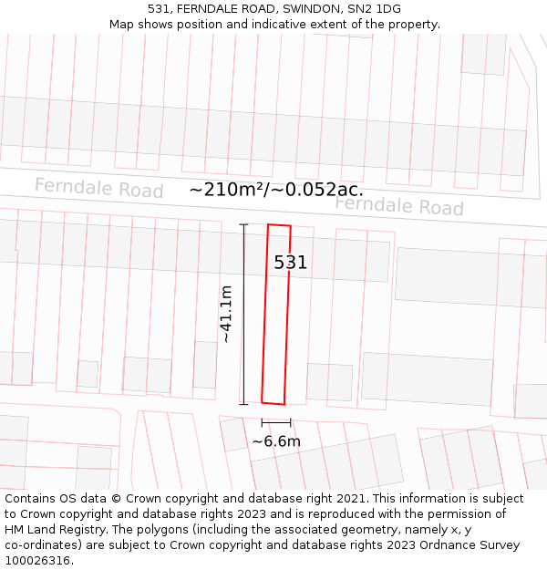 531, FERNDALE ROAD, SWINDON, SN2 1DG: Plot and title map