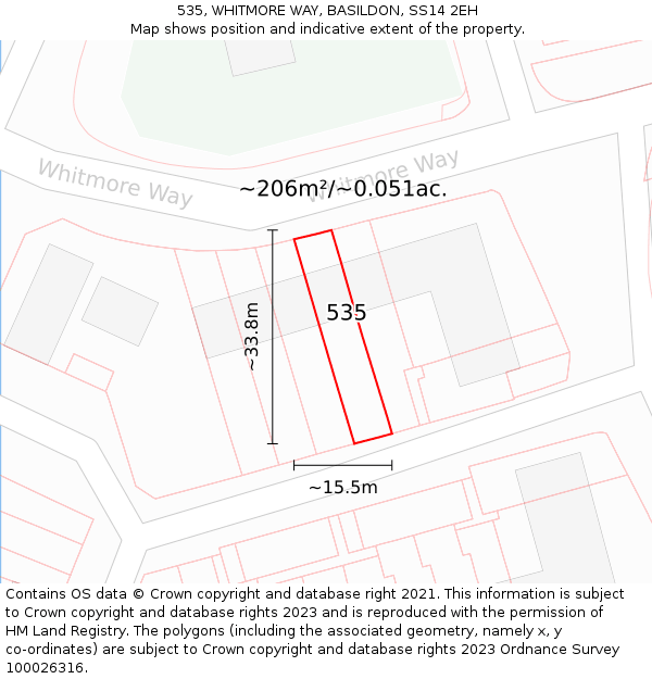 535, WHITMORE WAY, BASILDON, SS14 2EH: Plot and title map