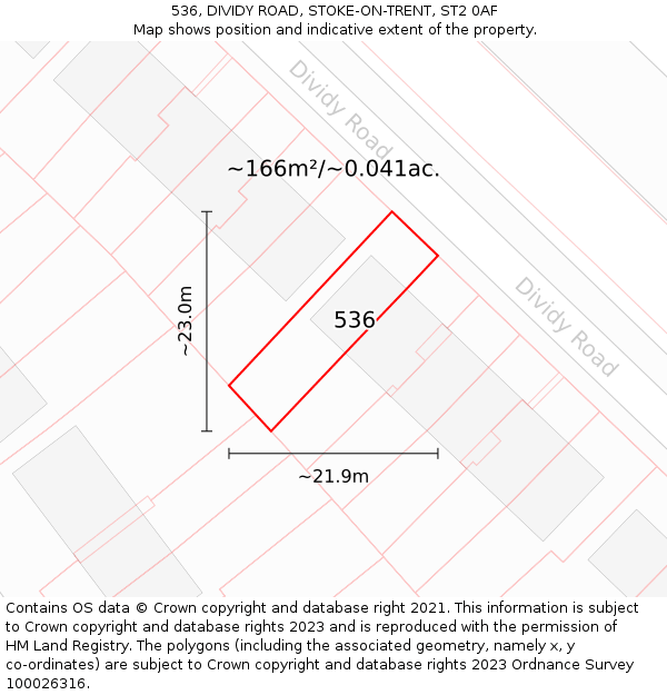 536, DIVIDY ROAD, STOKE-ON-TRENT, ST2 0AF: Plot and title map