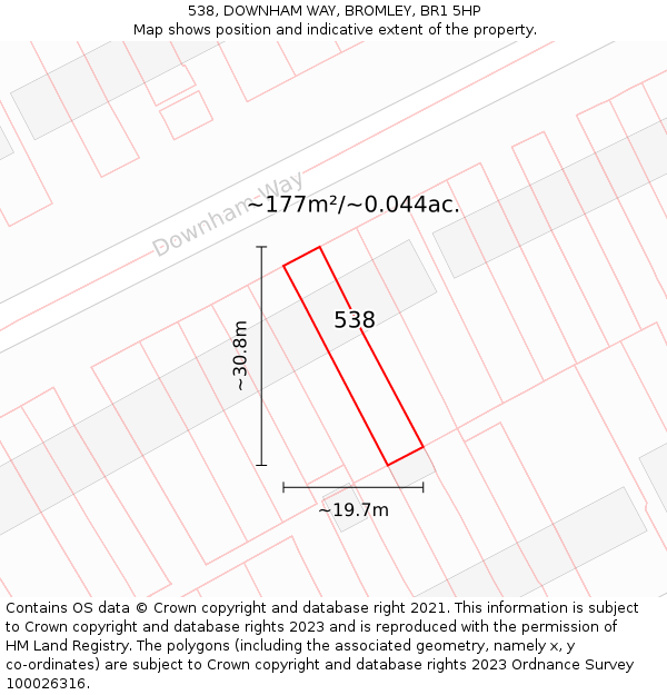 538, DOWNHAM WAY, BROMLEY, BR1 5HP: Plot and title map