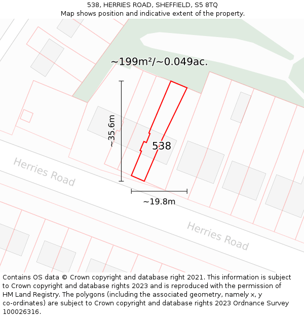 538, HERRIES ROAD, SHEFFIELD, S5 8TQ: Plot and title map