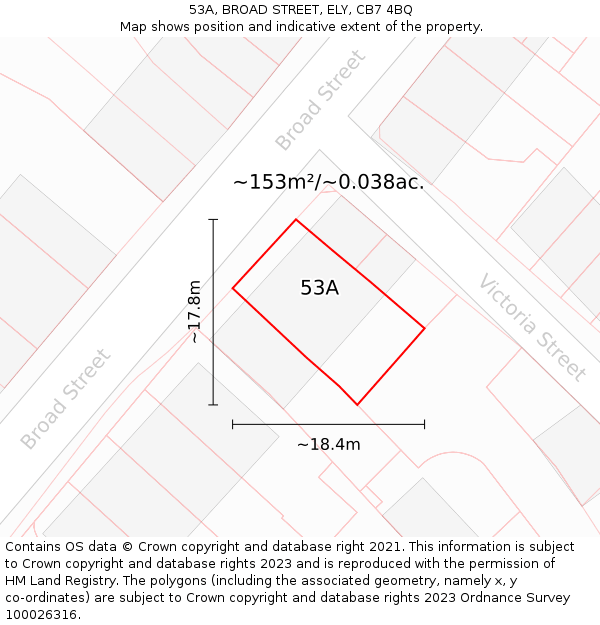 53A, BROAD STREET, ELY, CB7 4BQ: Plot and title map