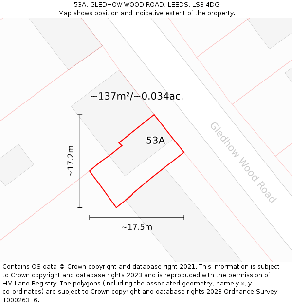 53A, GLEDHOW WOOD ROAD, LEEDS, LS8 4DG: Plot and title map
