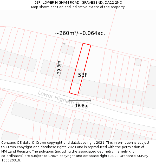 53F, LOWER HIGHAM ROAD, GRAVESEND, DA12 2NQ: Plot and title map