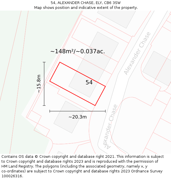 54, ALEXANDER CHASE, ELY, CB6 3SW: Plot and title map
