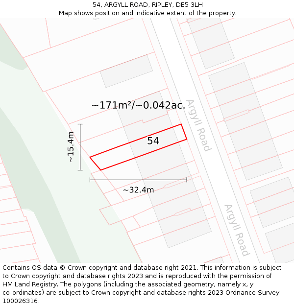 54, ARGYLL ROAD, RIPLEY, DE5 3LH: Plot and title map