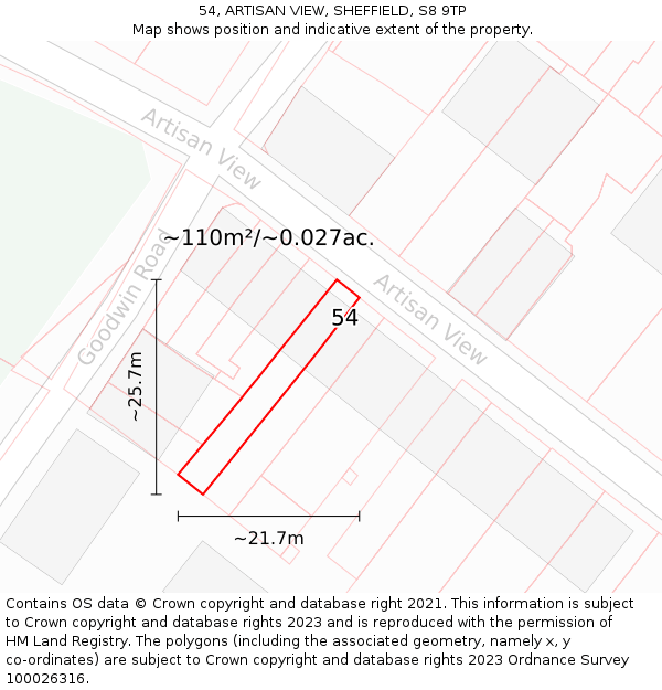 54, ARTISAN VIEW, SHEFFIELD, S8 9TP: Plot and title map