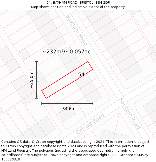 54, BAYHAM ROAD, BRISTOL, BS4 2DR: Plot and title map