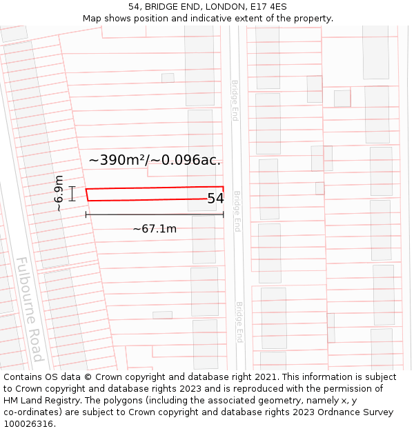 54, BRIDGE END, LONDON, E17 4ES: Plot and title map