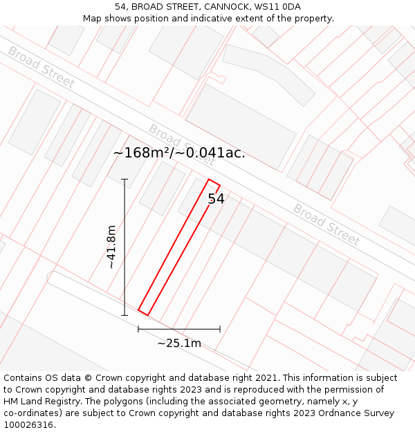 54, BROAD STREET, CANNOCK, WS11 0DA: Plot and title map