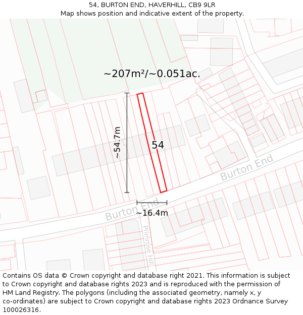 54, BURTON END, HAVERHILL, CB9 9LR: Plot and title map