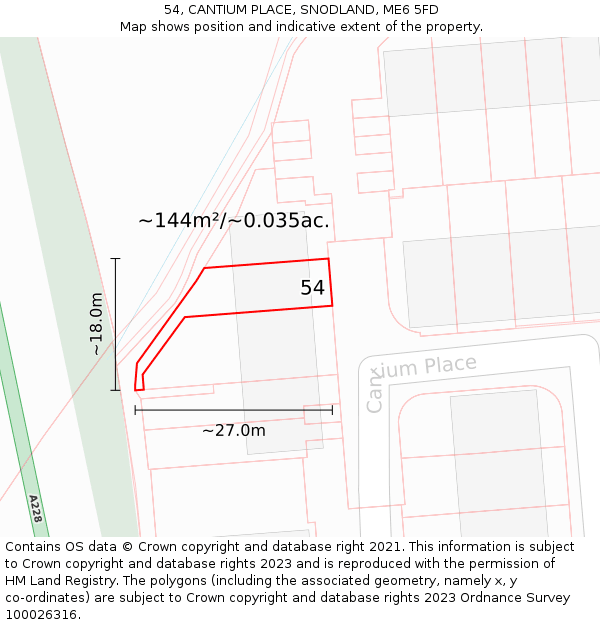 54, CANTIUM PLACE, SNODLAND, ME6 5FD: Plot and title map